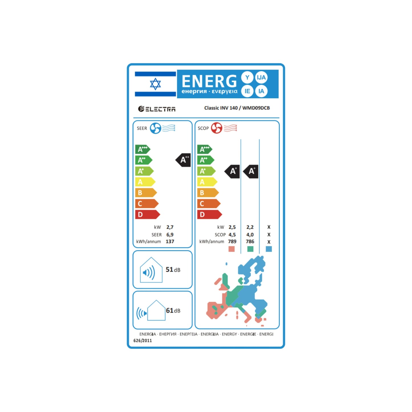 מזגן עילי אלקטרה דגם ELECTRA CLASSIC INVERTER 140