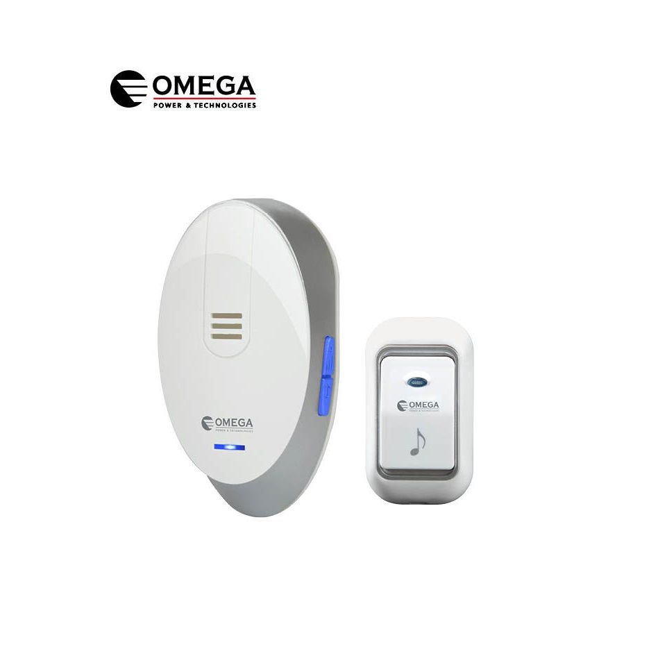 פעמון דלת אלחוטי 32 מנגינות לבן-כסף OMEGA IP44