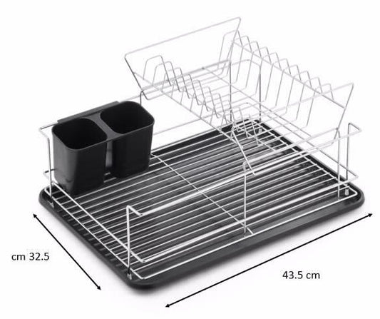 מייבש כלים 2 קומות עם מגש וסכומון שחור CL343-B