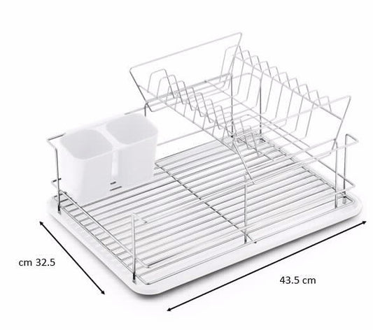 ממייבש כלים 2 קומות עם מגש וסכומון לבן CL343-W