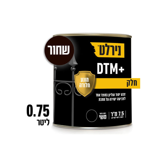 צבע למתכת שחור DTM פלוס 9005 RAL 75.0 ליטר