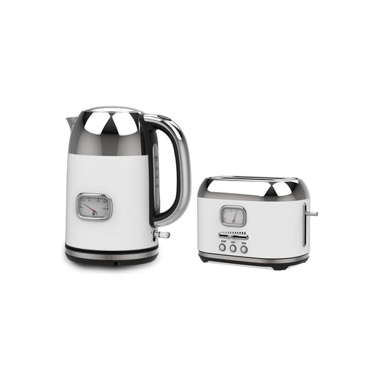 סט קומקום ומצנם רטרו לבן דגם TRBS-200W של TELEFUNKEN