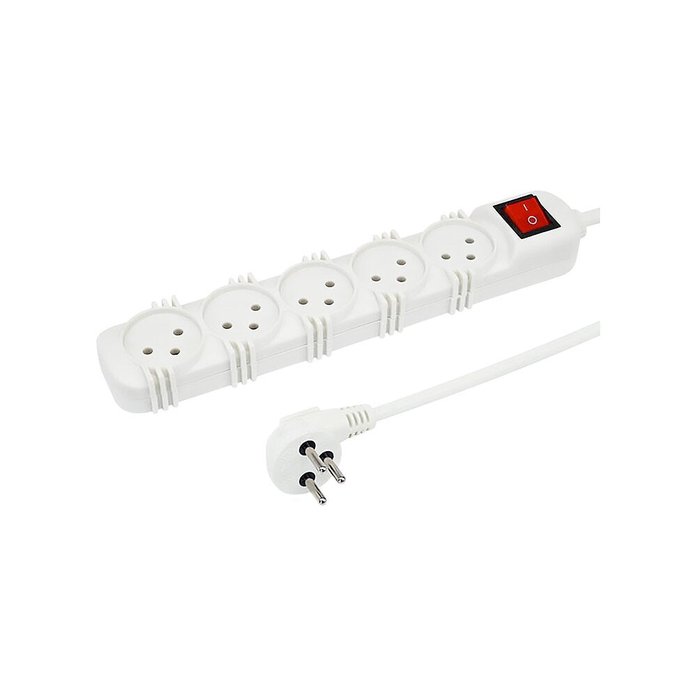 רב שקע 5 שקעים כולל מפסק וכבל 3 מטר לבן