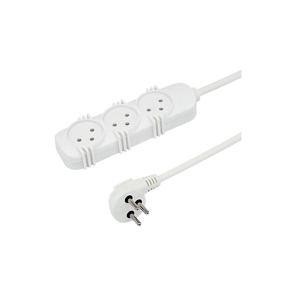 רב שקע 3 שקעים עם כבל 3 מטר לבן