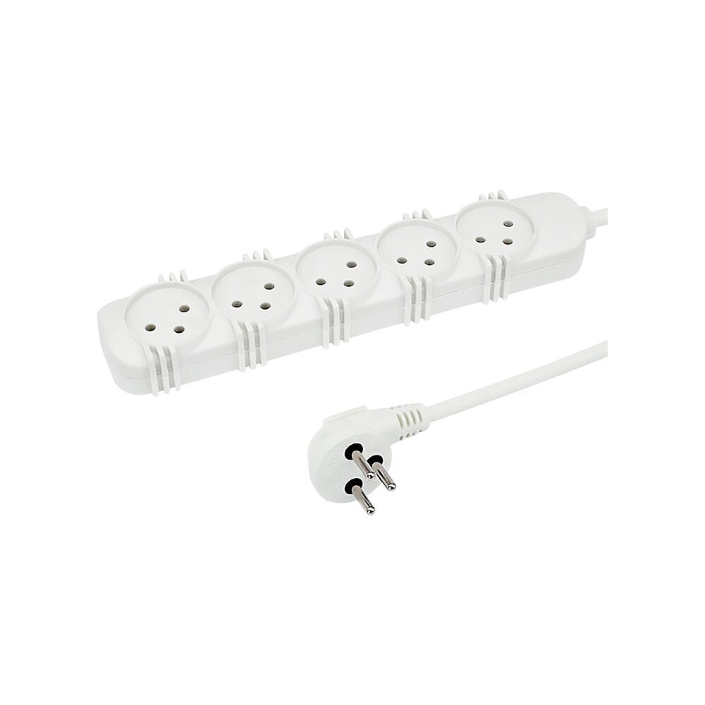 רב שקע 5 שקעים עם כבל 3 מטר לבן