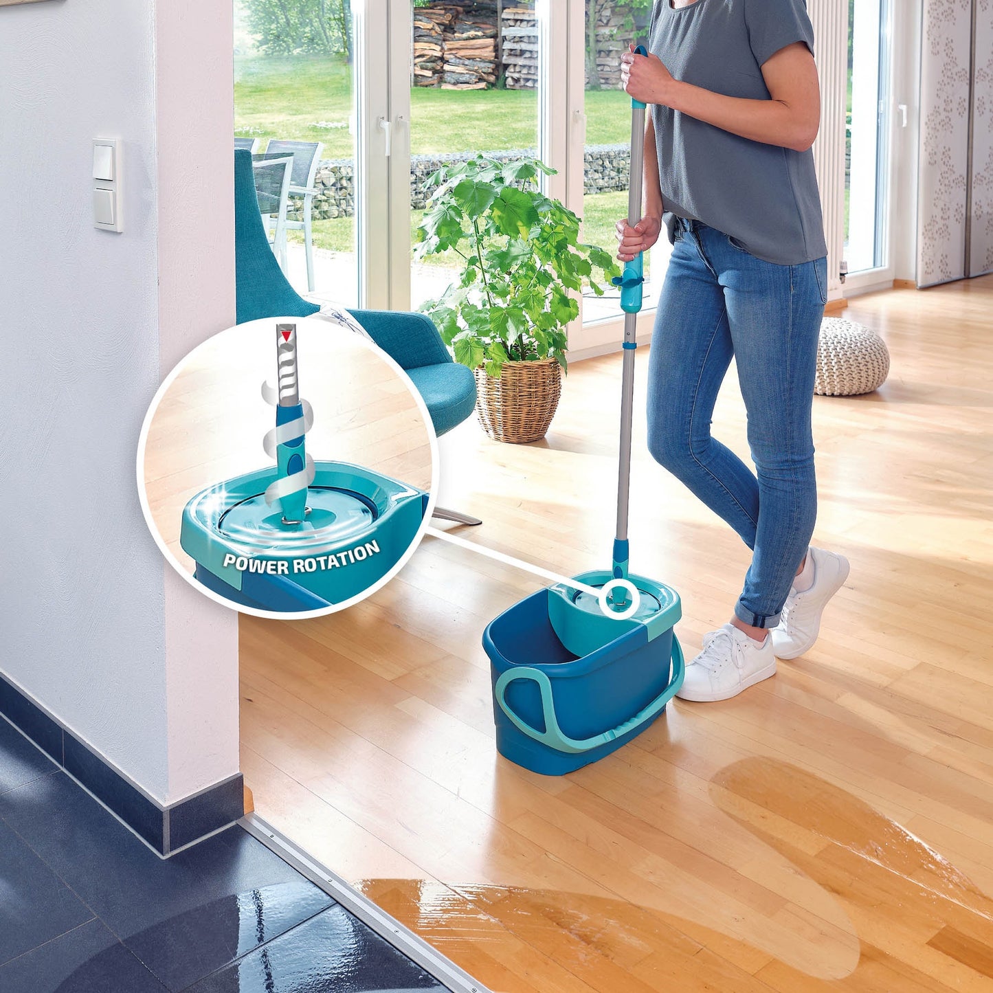 ערכת שטיפה ללא מגע יד אדם CLEAN TWIST Disc Mop Ergo המקורית מבית LEIFHEIT גרמניה