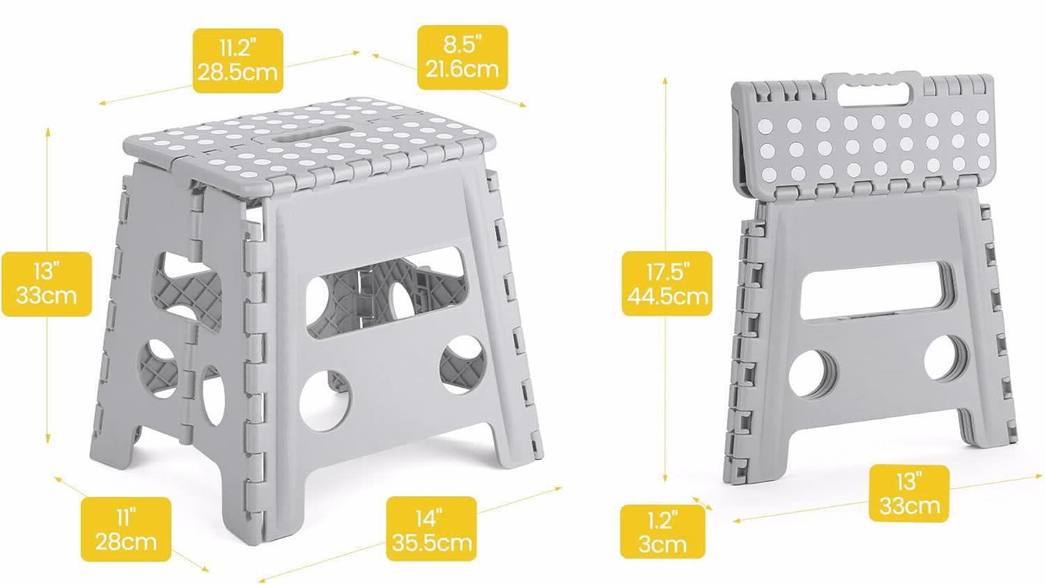 שרפרף מתקפל אפור גובה 22