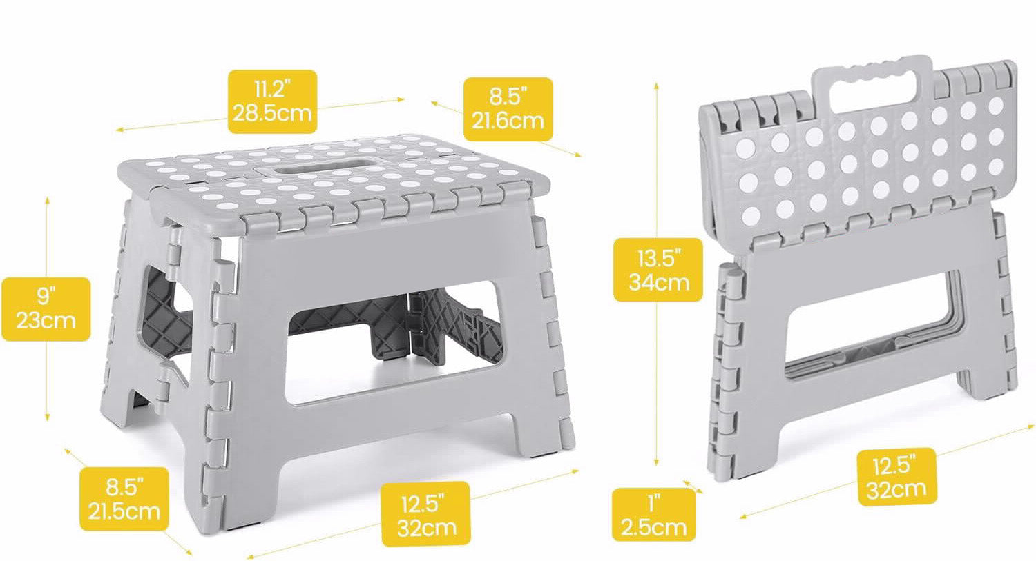 שרפרף מתקפל אפור גובה 32