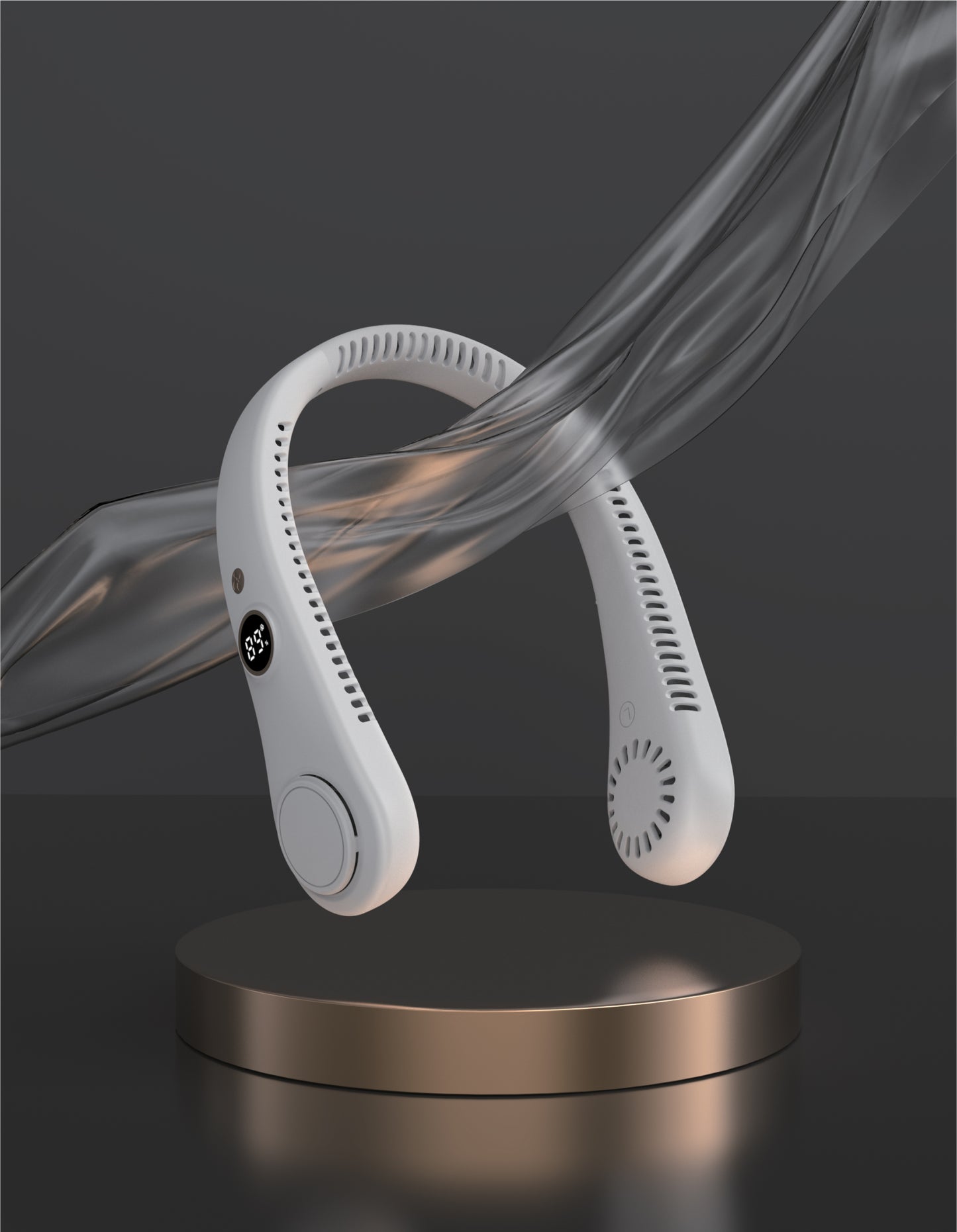 מאוורר צוואר דמוי אוזניה לבן נטען USB דגם K8 של SYENERGY
