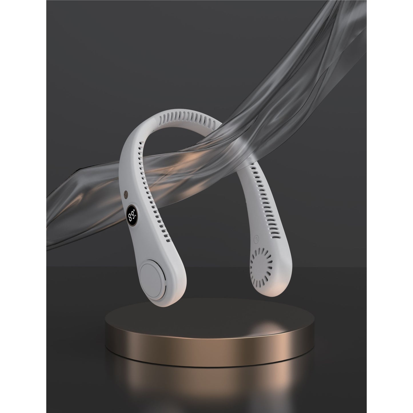 מאוורר צוואר דמוי אוזניה לבן נטען USB דגם K8 של SYENERGY