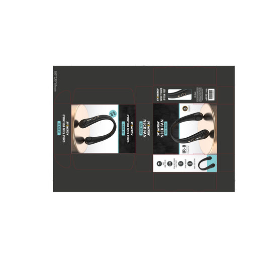 מאוורר צוואר דמוי אוזניה שחור נטען USB דגם K8 של SYENERGY
