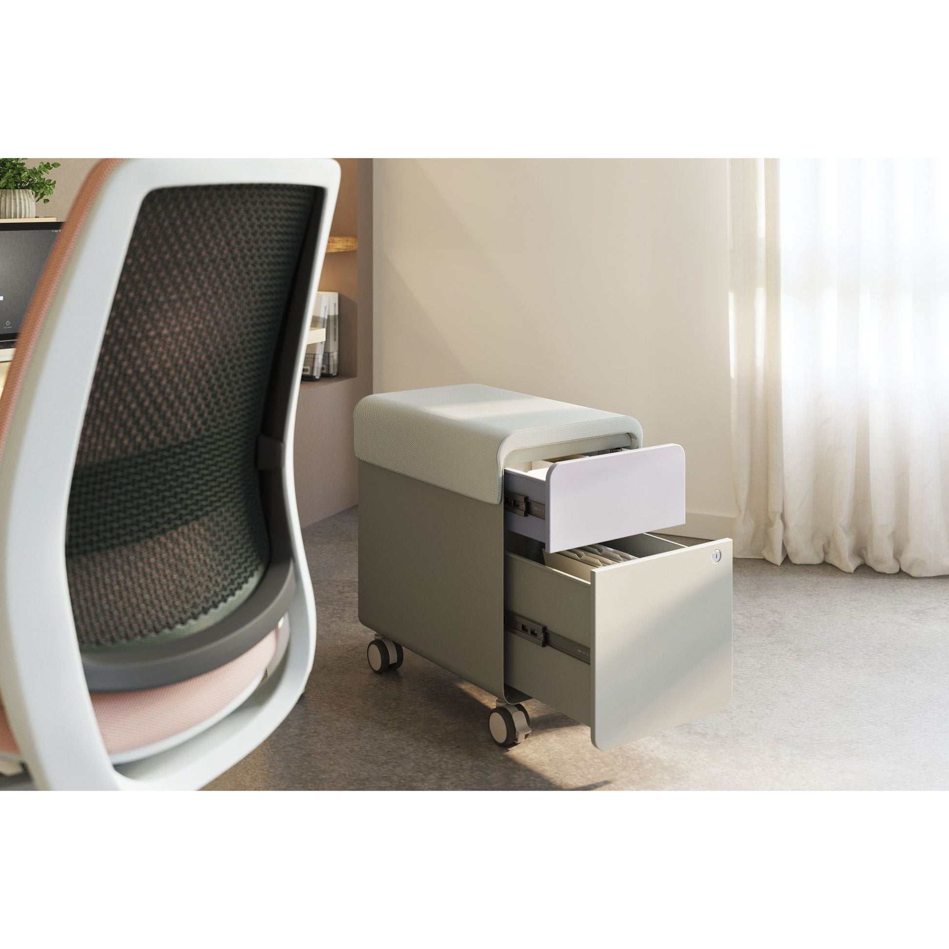 ארגז מגירות Mini-Comfy לבן עם כרית