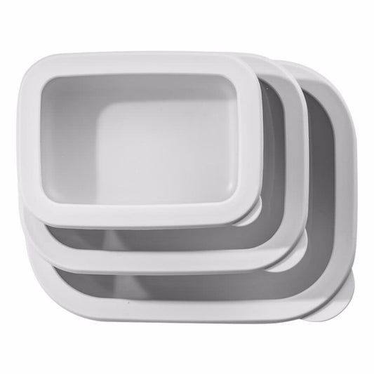 סט 3 קופסאות אחסון פלסטיק ממוחזר NESTY לבן מעושן מבית Food appeal