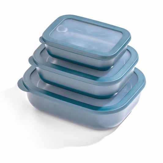 סט 3 קופסאות אחסון פלסטיק ממוחזר NESTY כחול מבית Food appeal