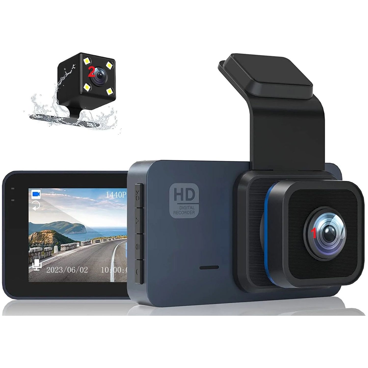 מצלמת לרכב FULL HD 1080P דו כיוונית כוללת אפשרות הקלטה גם בזמן חניה