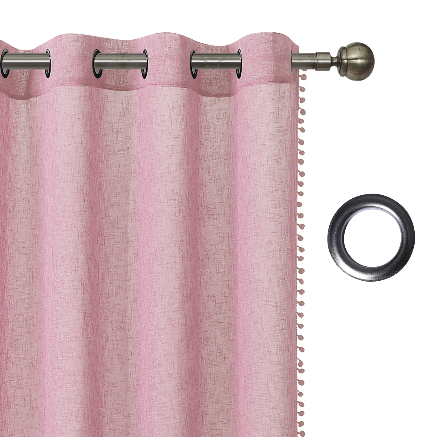 וילון רינג דמוי פשתן אודיה 250*140 פודרה - זוג