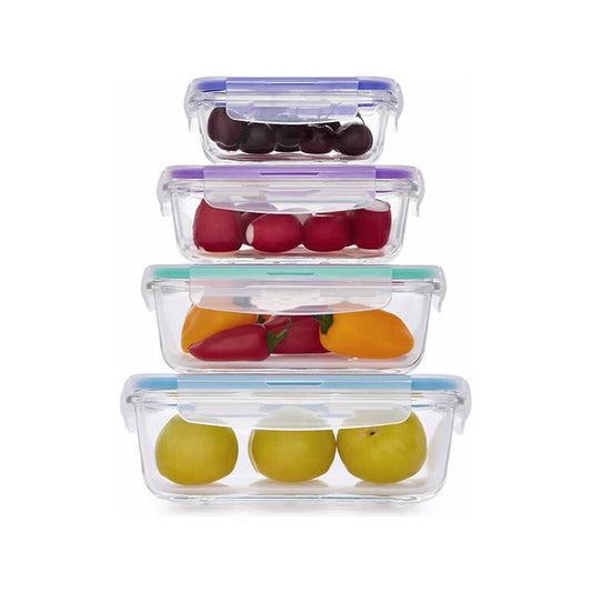 סט 4 כלי אחסון זכוכית 370+640 +1050+1520 מל GLASS CLOC