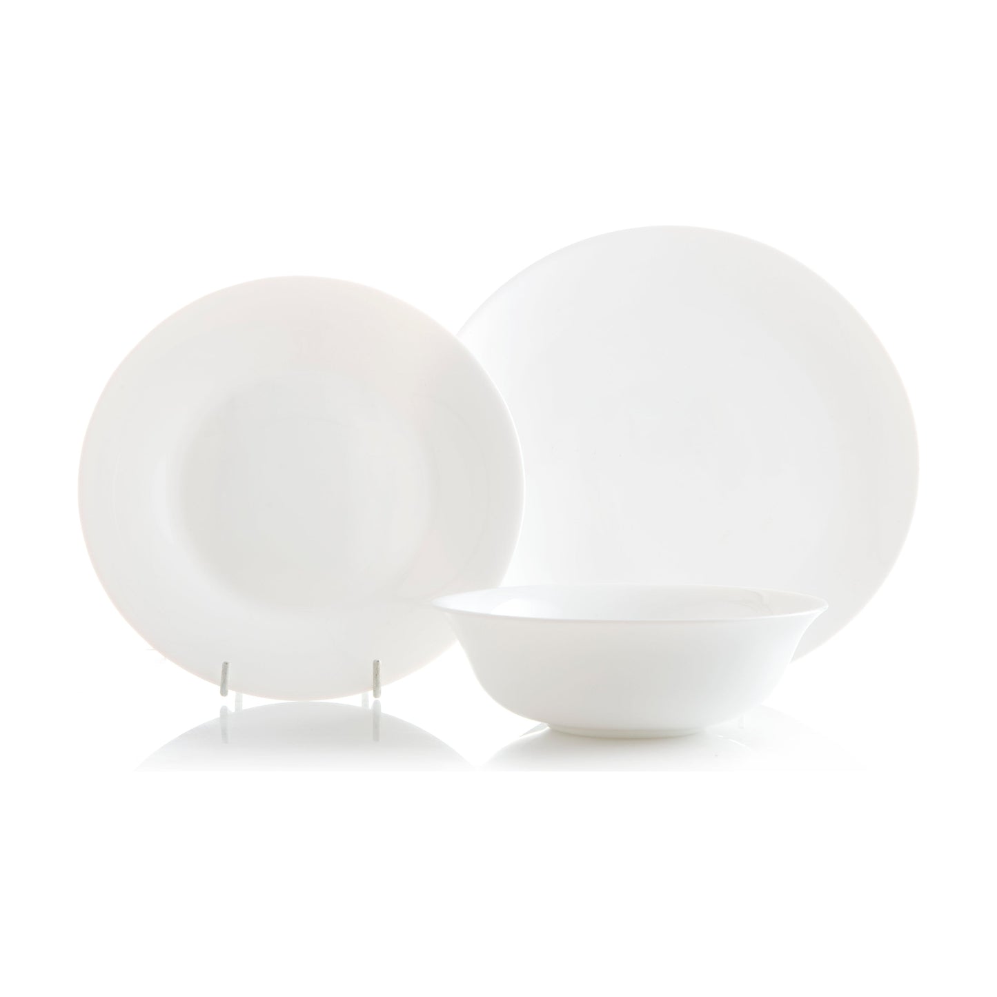 Opal Glass מערכת אוכל 18 חלק לבן זכוכית אופלית