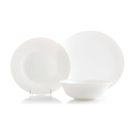 Opal Glass מערכת אוכל 18 חלק לבן זכוכית אופלית