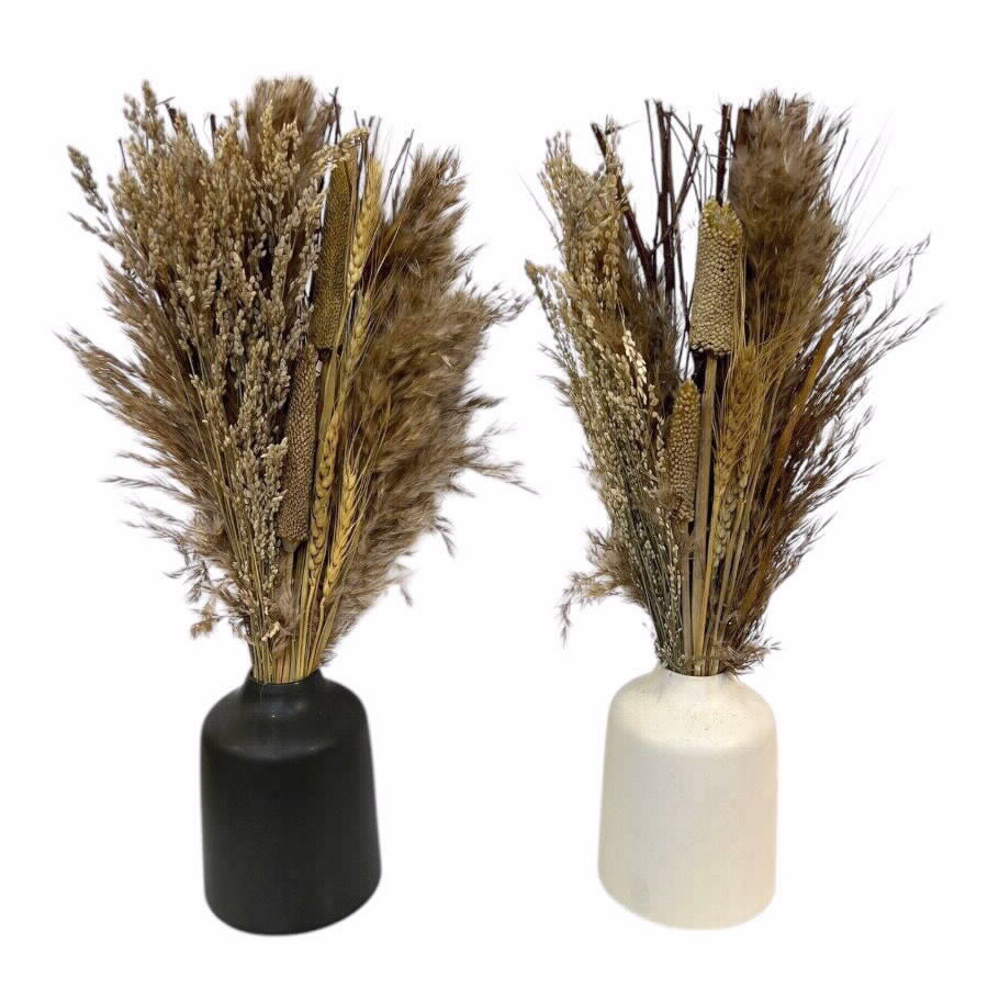 זר צמחיה מיובשת בבסיס קרמיקה 45