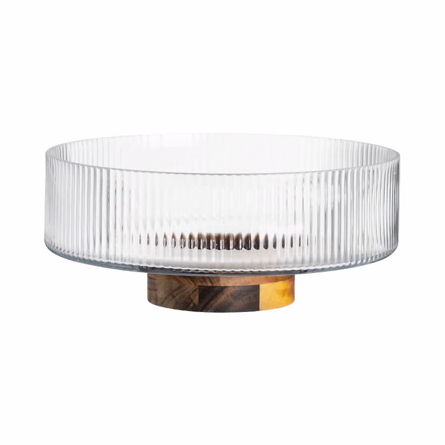 קערת פסים על בסיס עץ