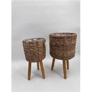 זוג מעמדים לעציץ ראטן כהה