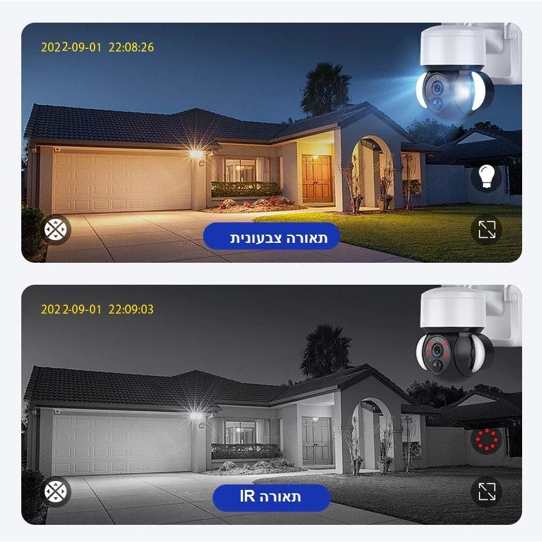 מצלמת אבטחה אלחוטית סולארית WIFI IP 1080 360 דגם VisionTek IRSL3