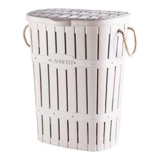 סל כביסה דמוי במבוק 60 ליטר ידיות חבל