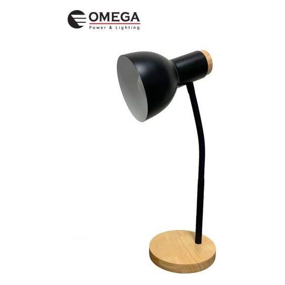 מנורת שולחן RONA E-27 צבע שחור בסיס עץ OMEGA