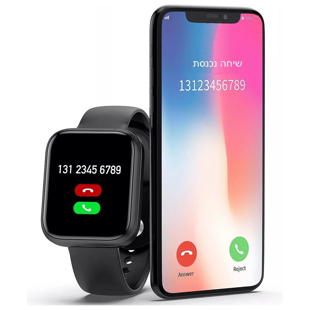 שעון חכם עם זוג אוזניות בלוטוס TWS דגם XTU22