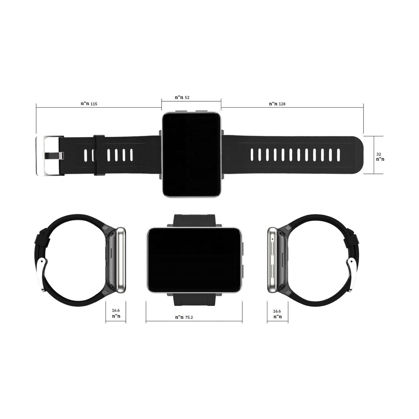 שעון חכם/טלפון עם מסך טאץ' ענק דגם Gts3