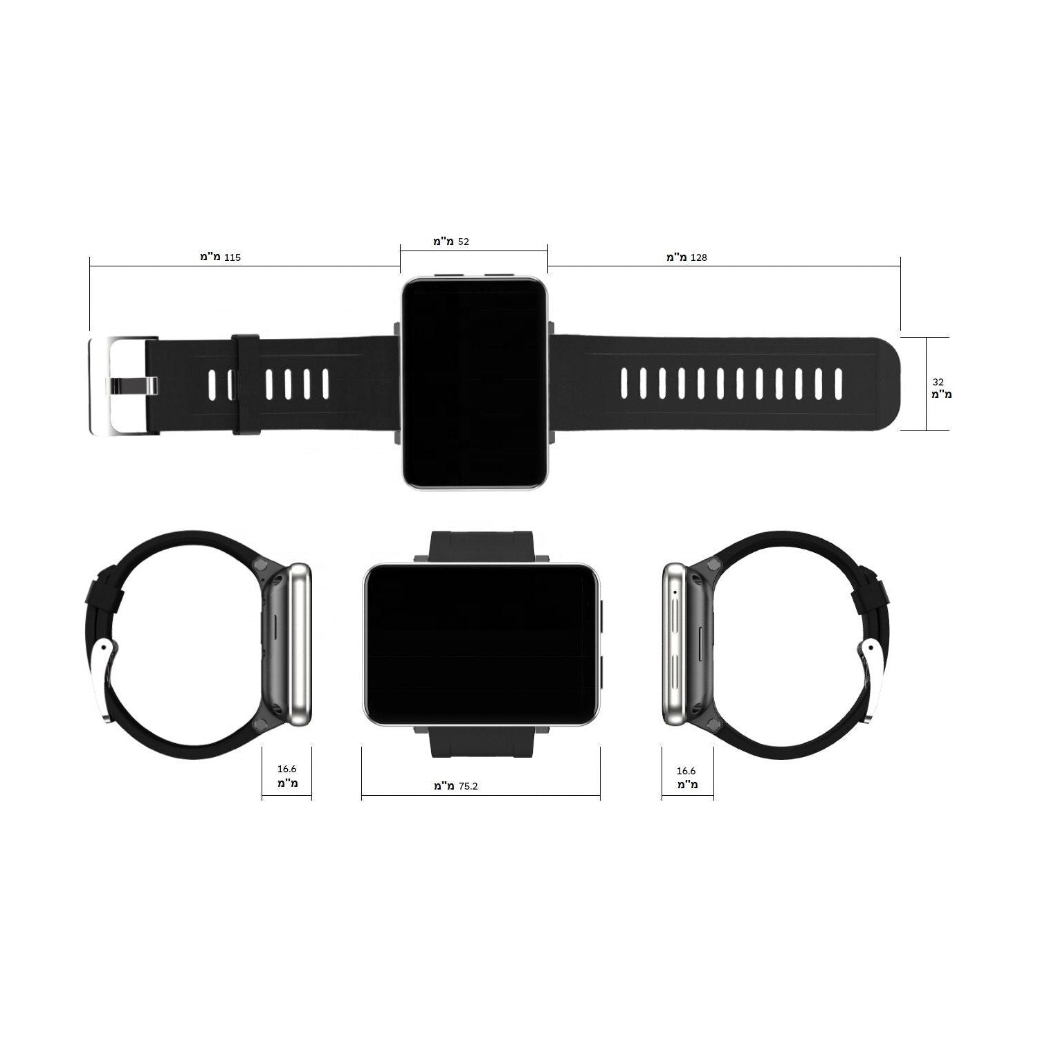 שעון חכם/טלפון עם מסך טאץ' ענק דגם Gts3