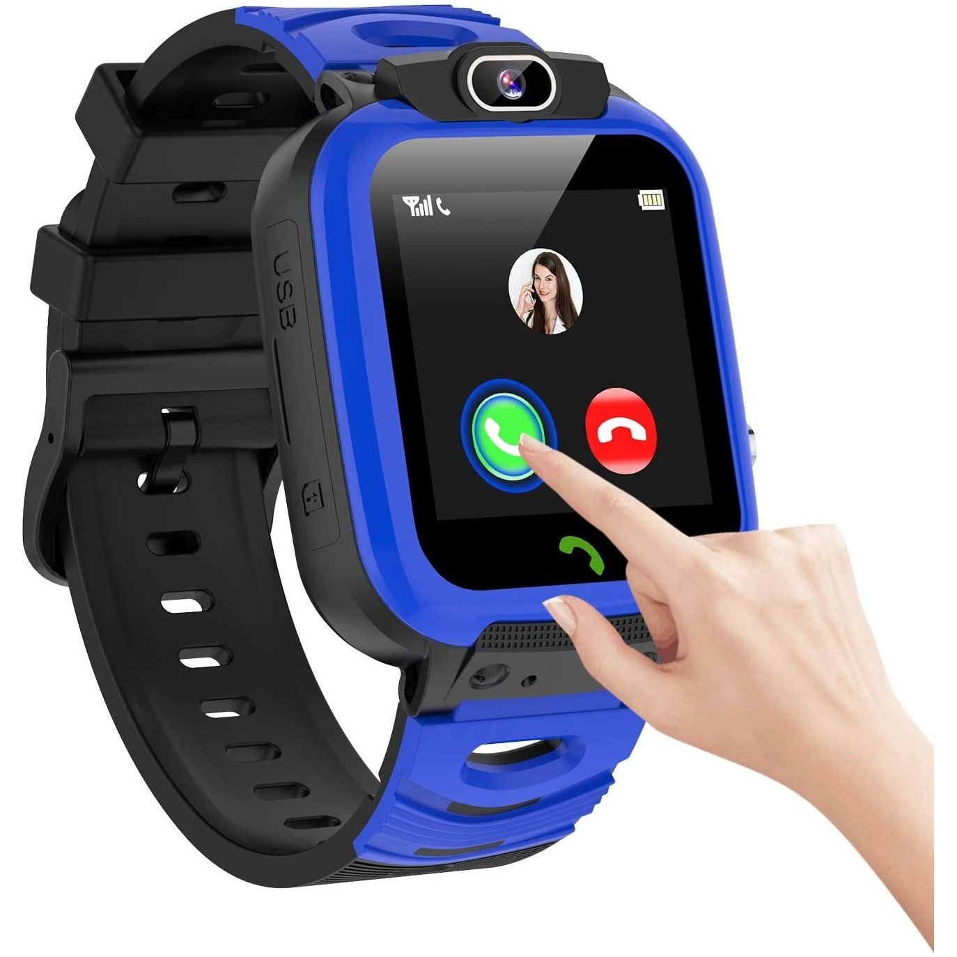 שעון טלפון חכם לנוער sosy1 מבית Visiontek צבע שחור/כחול