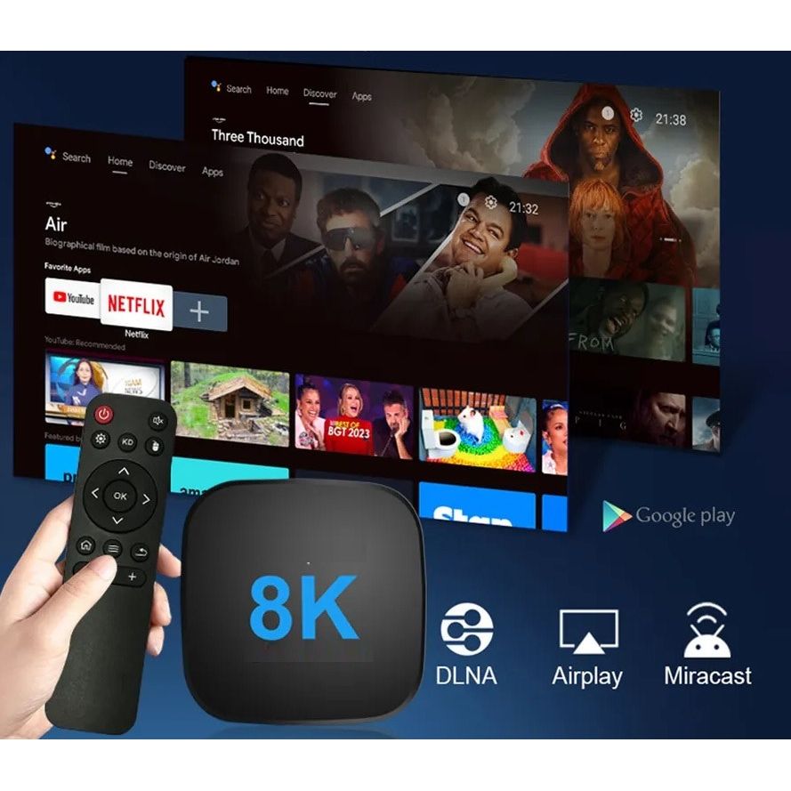 סטרימר Android TV Box 8K MAX גרסה 13.0 + שלט חכם