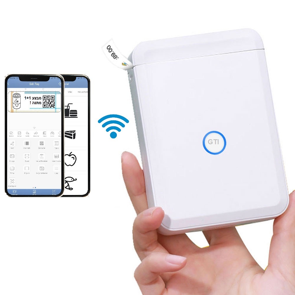 מדפסת מדבקות ניידת אלחוטית עם אפליקציה Visiontek GT111