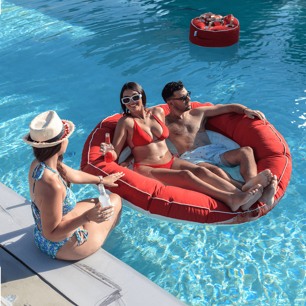 אבוב זוגי צף לבריכה Ø160 צבע אדום