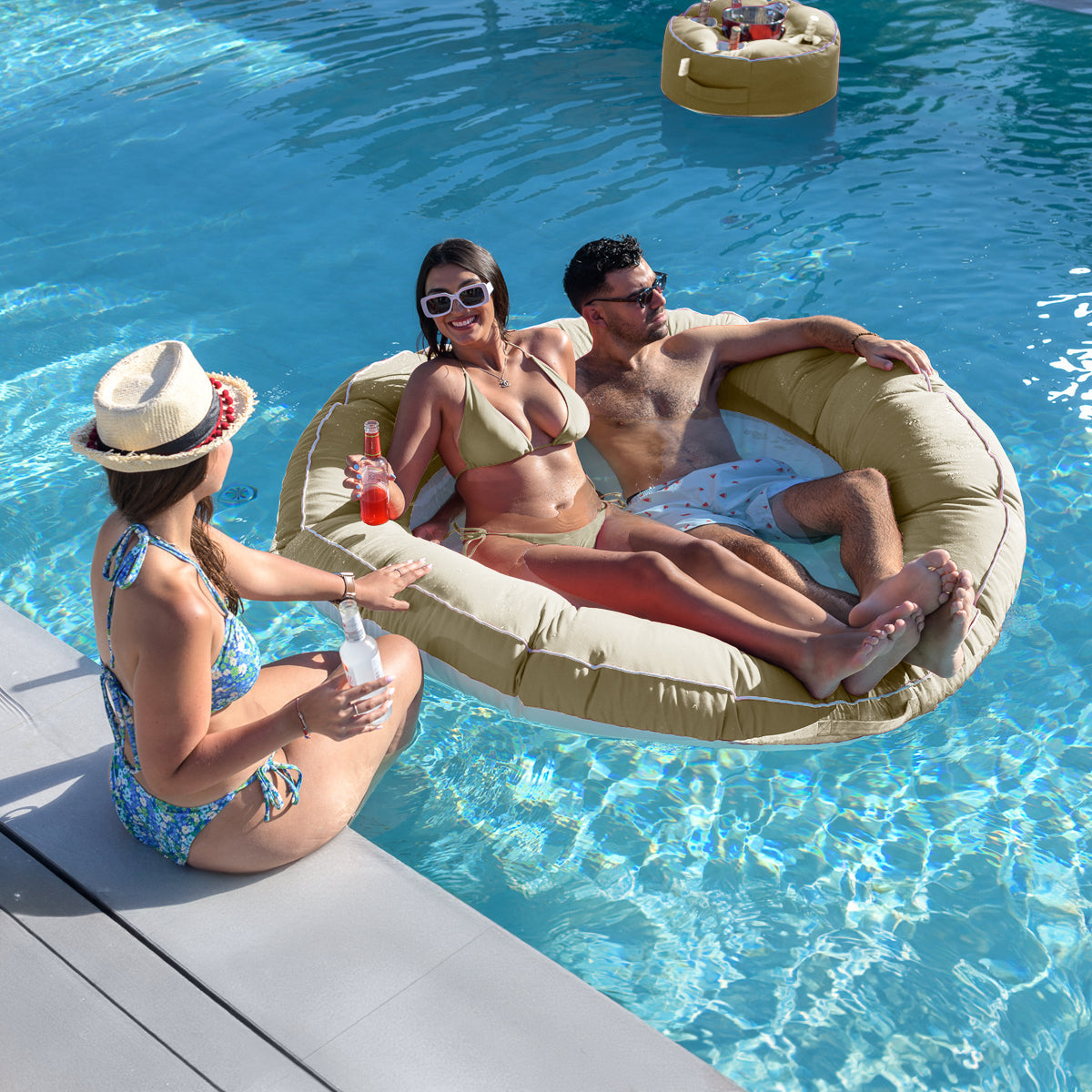 אבוב זוגי צף לבריכה Ø160 צבע שמנת