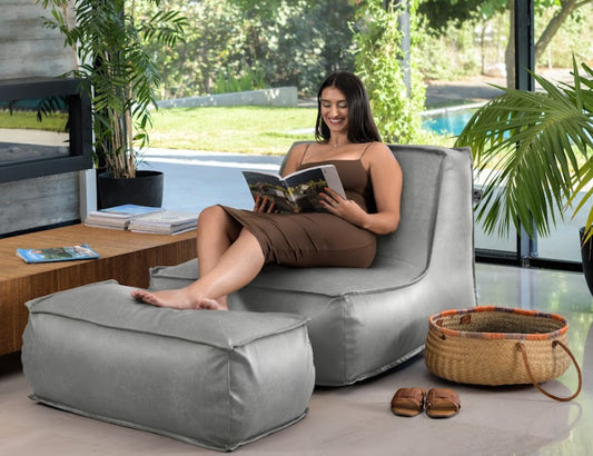 כורסא זואי מבד דמוי עור אפור