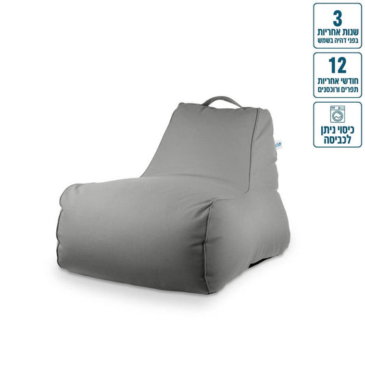 כורסת פוף מבד חוץ דגם לימה מבד חוץ עמיד לשמש 90/70 צבע אפור בהיר