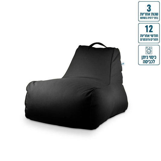 כורסת פוף מבד חוץ דגם לימה מבד חוץ עמיד לשמש 90/70 צבע שחור