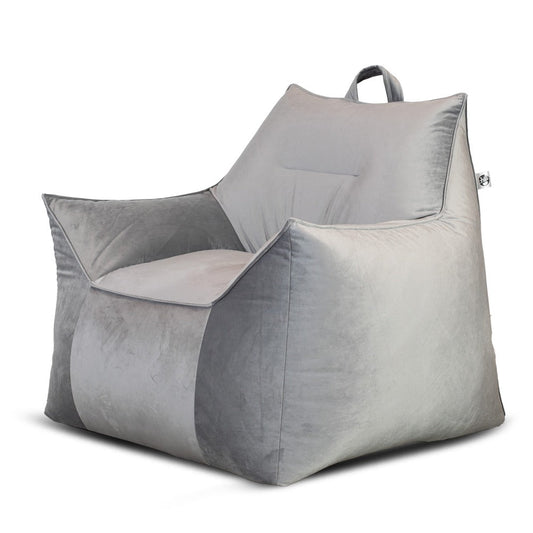 ספת פוף קטיפה ג'ים צבע אפור בהיר