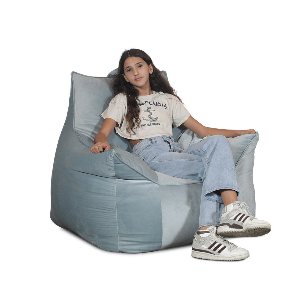 ספת פוף קטיפה ג'ים צבע אפור כהה