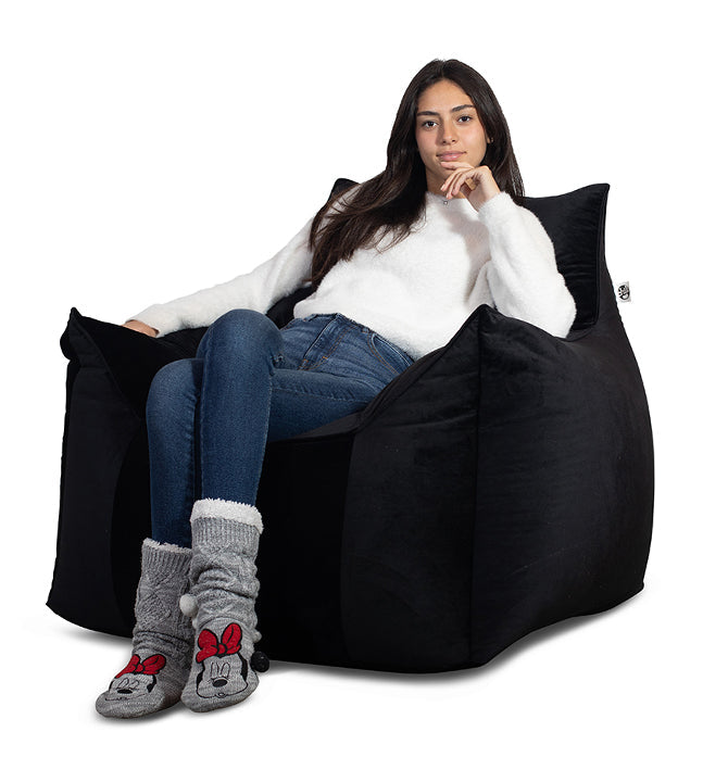 ספת פוף קטיפה ג'ים צבע אפור כהה