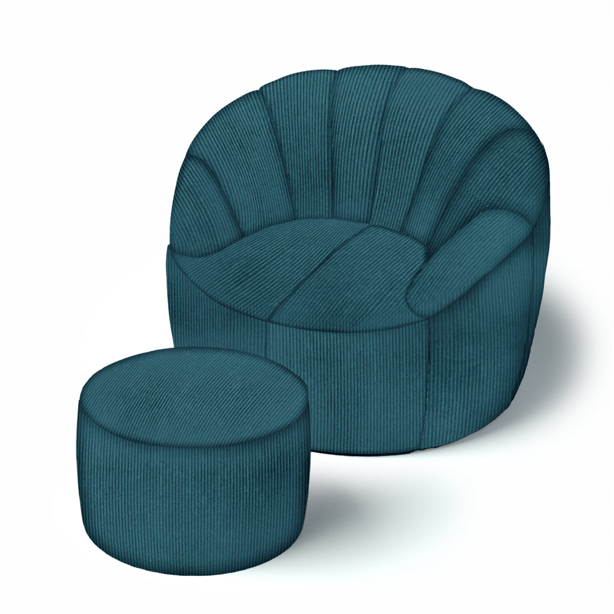 סט פוף Shelly קורדרוי והדום תואם צבע אפור