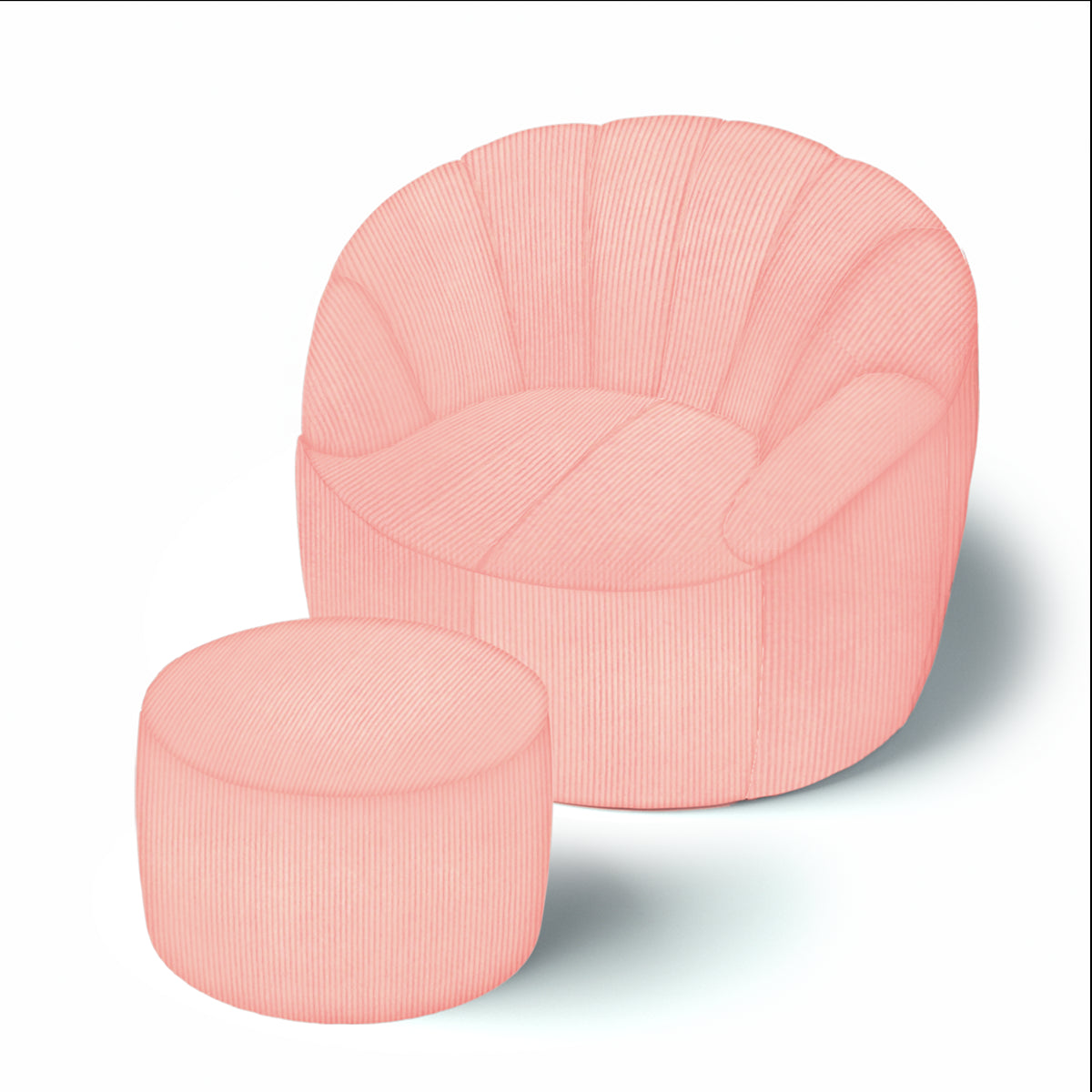 סט פוף Shelly קורדרוי והדום תואם צבע חרדל