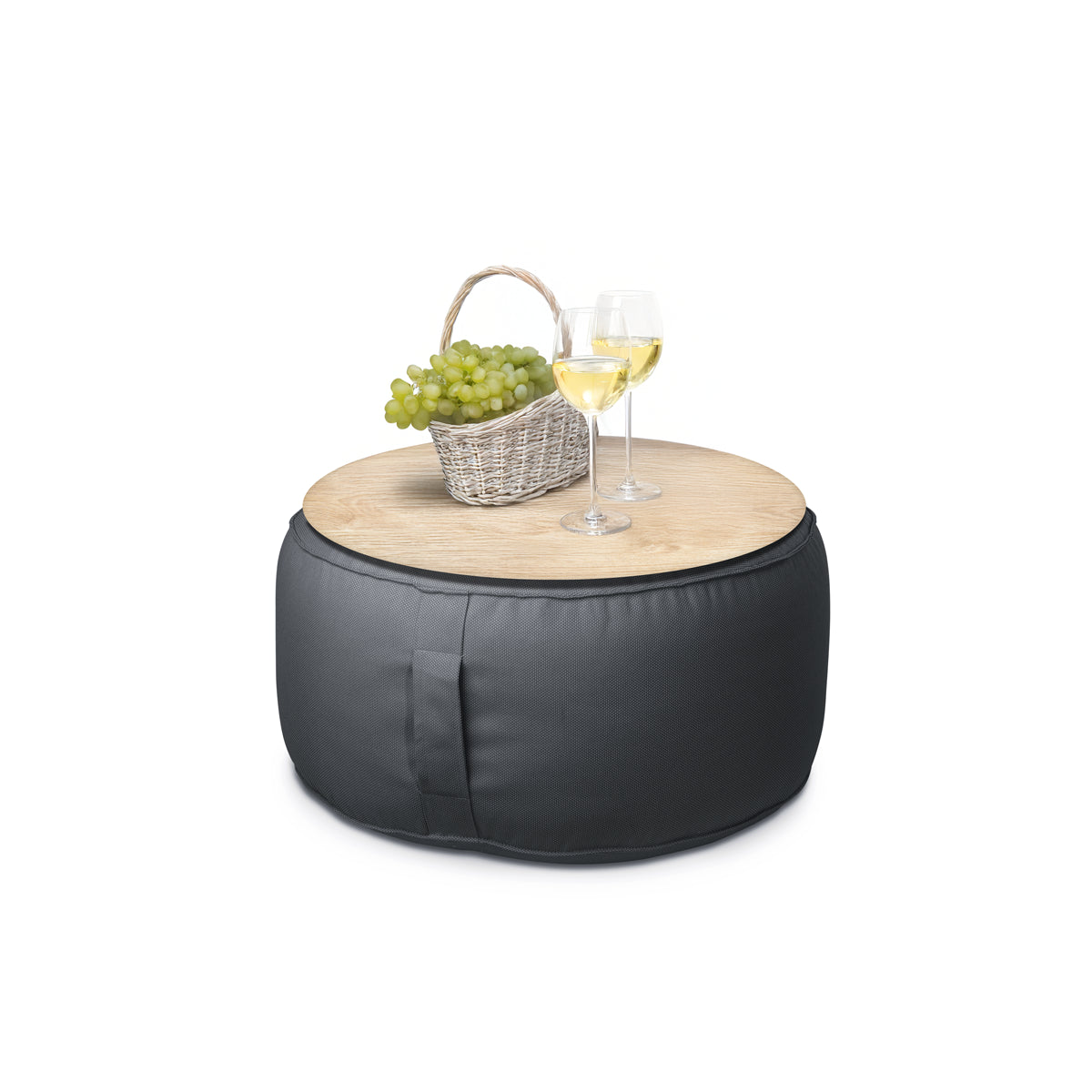 פוף הדום עגול Ø68 מבד חוץ עם מגש לבחירה צבע לבן בחירת מגש טרצו