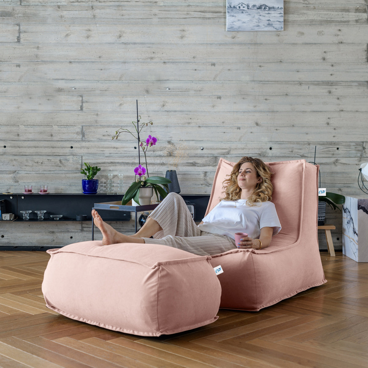 פוף כורסא מבד קורדרוי דגם זואי Color ג'ינס