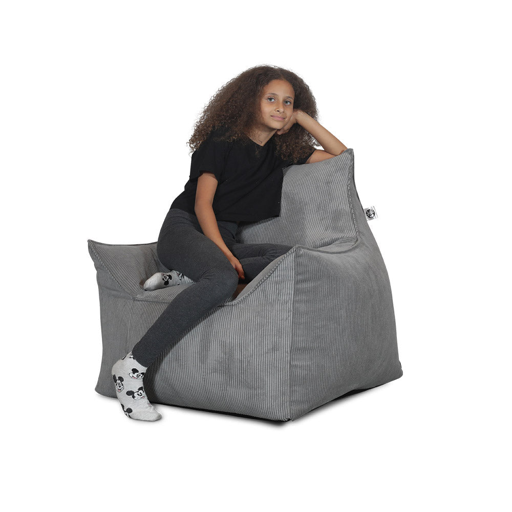 פוף כורסא לילדים מבד קורדרוי דגם ג'יימס צבע כחול ג'ינס