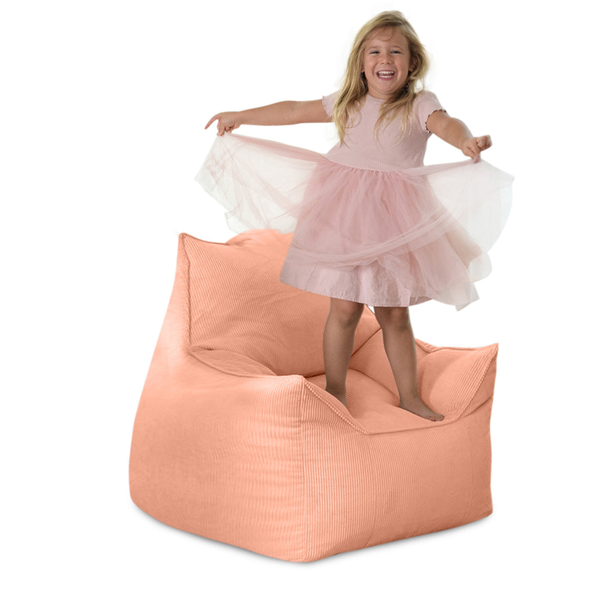 פוף כורסא לילדים מבד קורדרוי דגם ג'יימס צבע פודרה