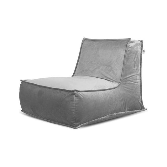 פוף כורסא מבד קטיפה זואי צבע אפור בהיר